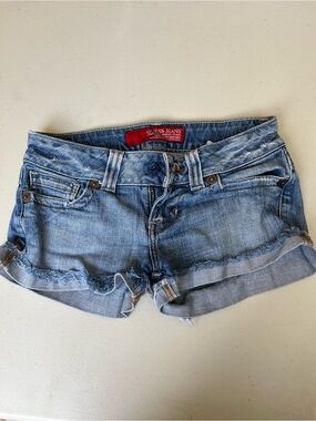 GUESS Light Blue Distressed Denim Cutoff Shorts